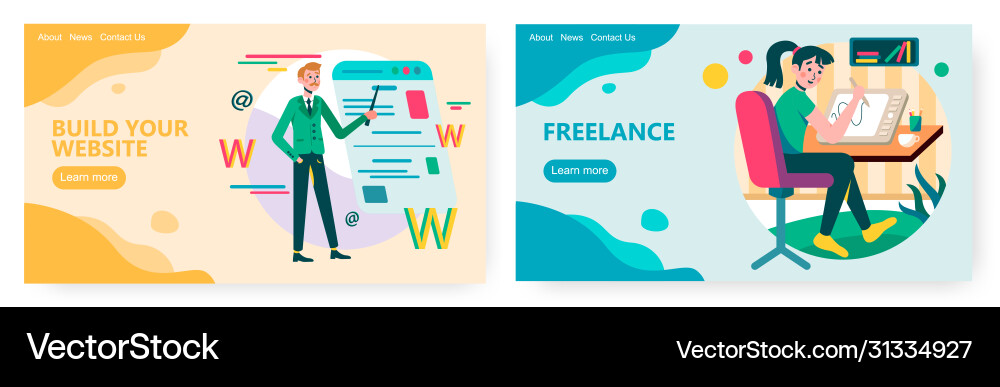 Online tutorial how to build website interface Online tutorial how to build website interface Vector Image