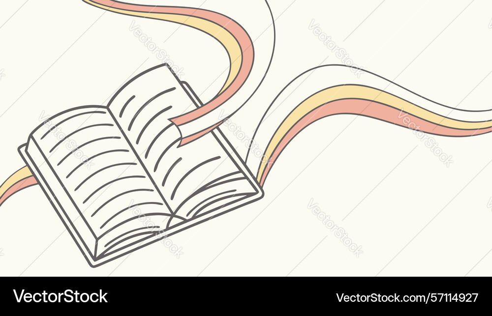 Open book with flowing abstract lines knowledge vector image