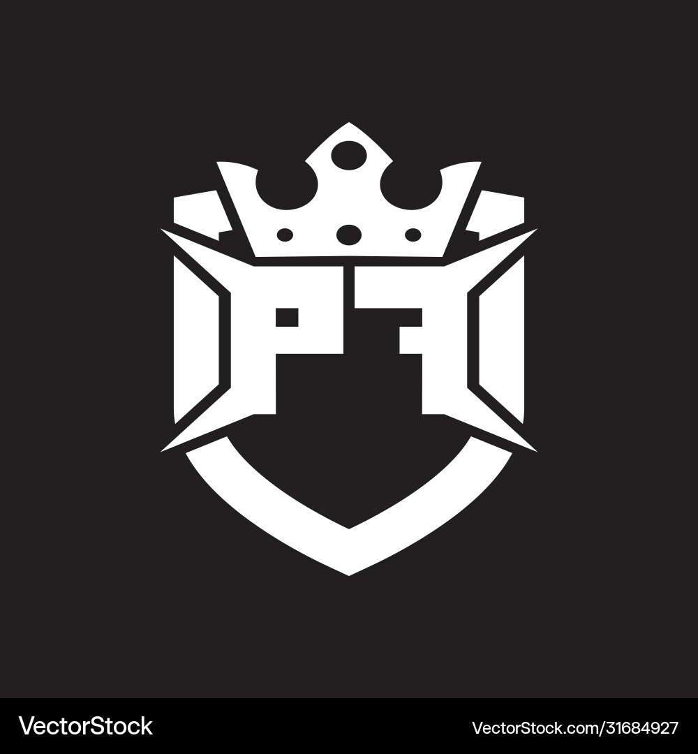 Pf logo monogram isolated with shield and crown Vector Image