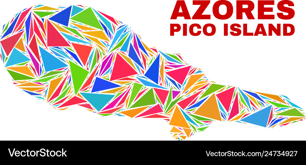 Pico island map - mosaic color triangles Pico island map - mosaic color triangles vector image