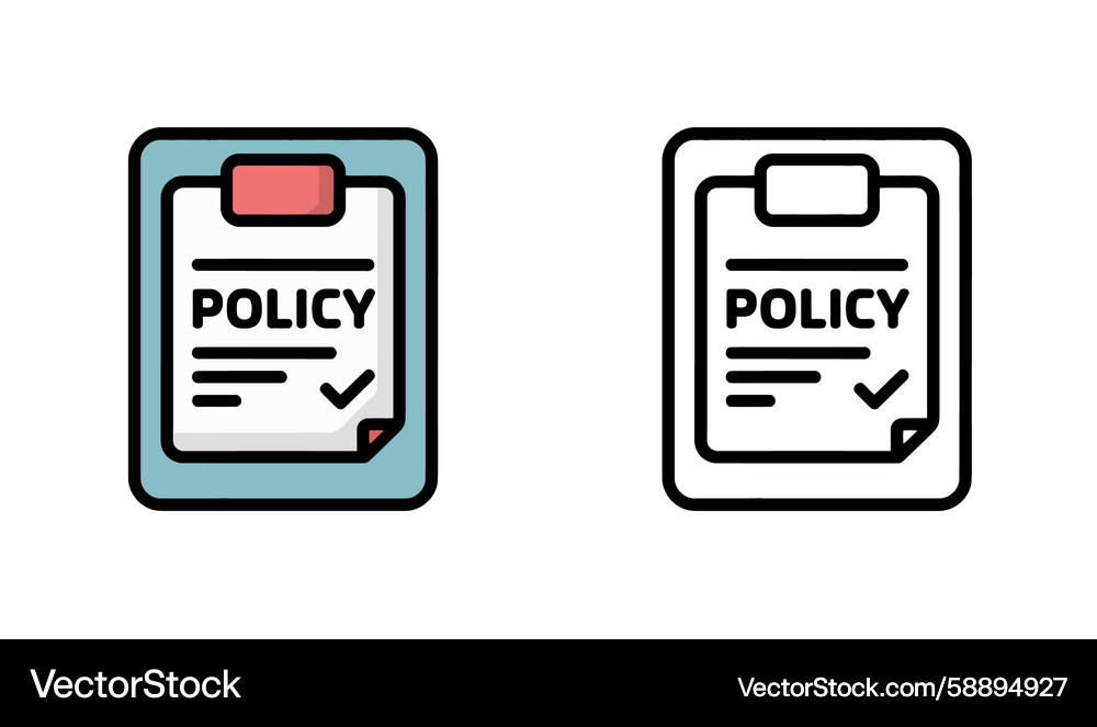 Policy Document Icon Collection Vector Image