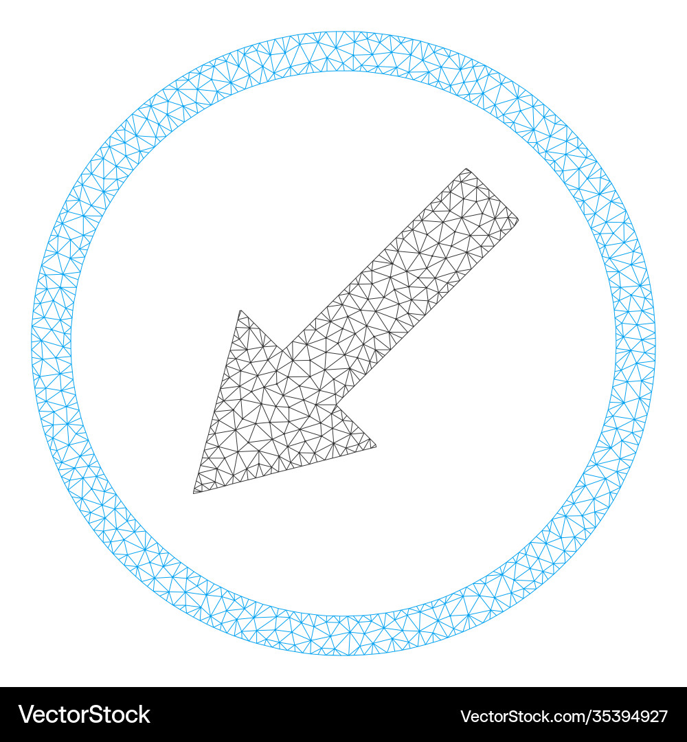 Polygonal mesh down-left rounded arrow icon Polygonal mesh down-left rounded arrow icon vector image