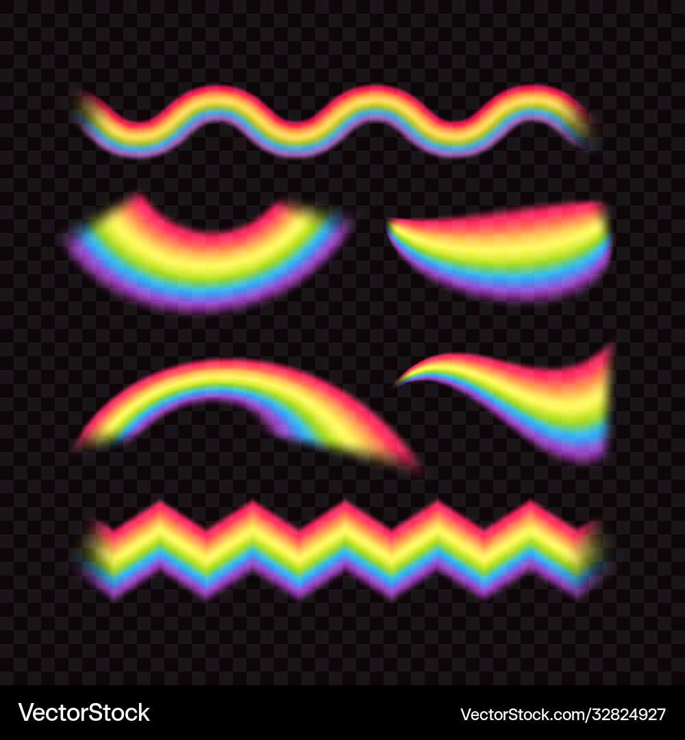 Rainbow set on transparent background realistic Rainbow set on transparent background realistic vector image