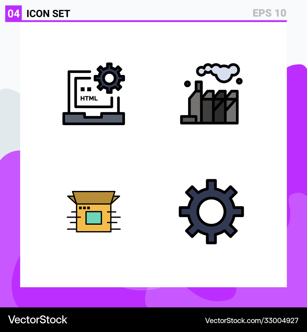 Set 4 filledline flat colors on grid for code Vector Image
