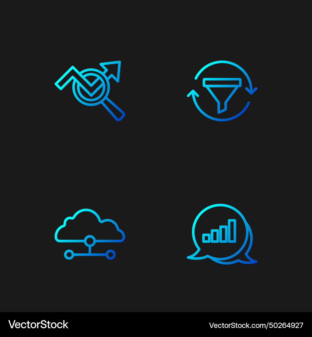 Set line pie chart infographic network cloud Vector Image