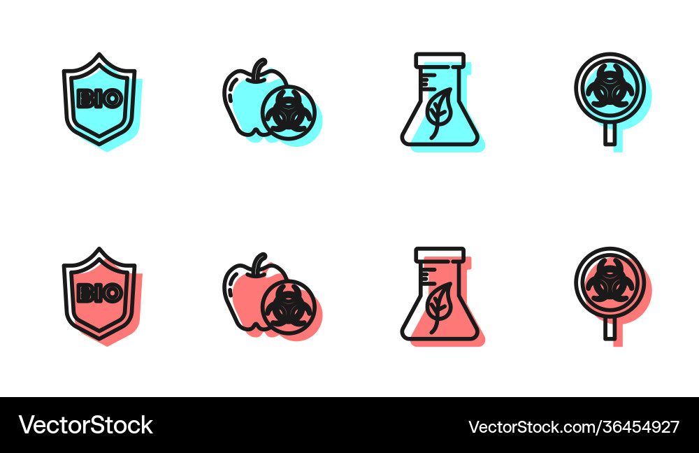 Set line test tube and flask shield for bio Set line test tube and flask shield for bio Vector Image