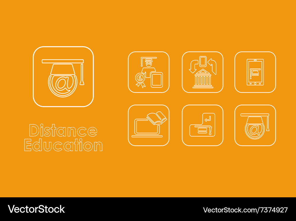Set of distance learning simple icons vector image