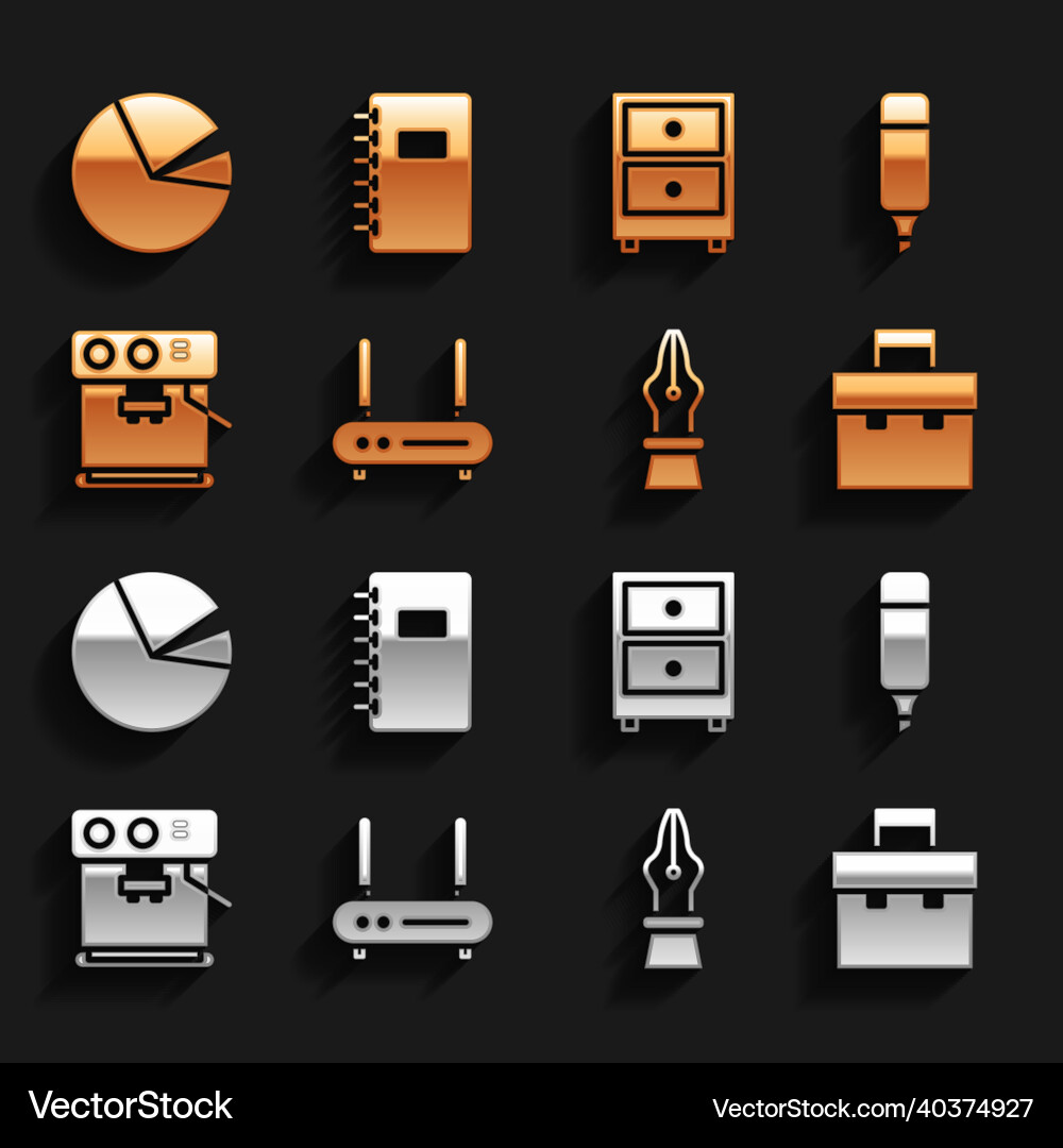 Set router and wi-fi signal marker pen briefcase vector image