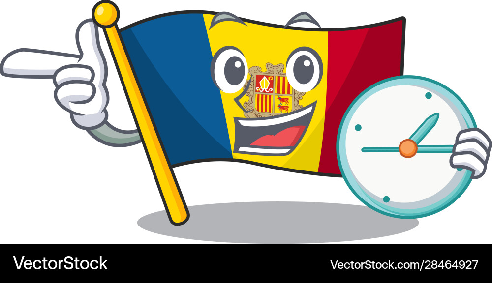 Smiling flag andorra scroll cartoon character vector image