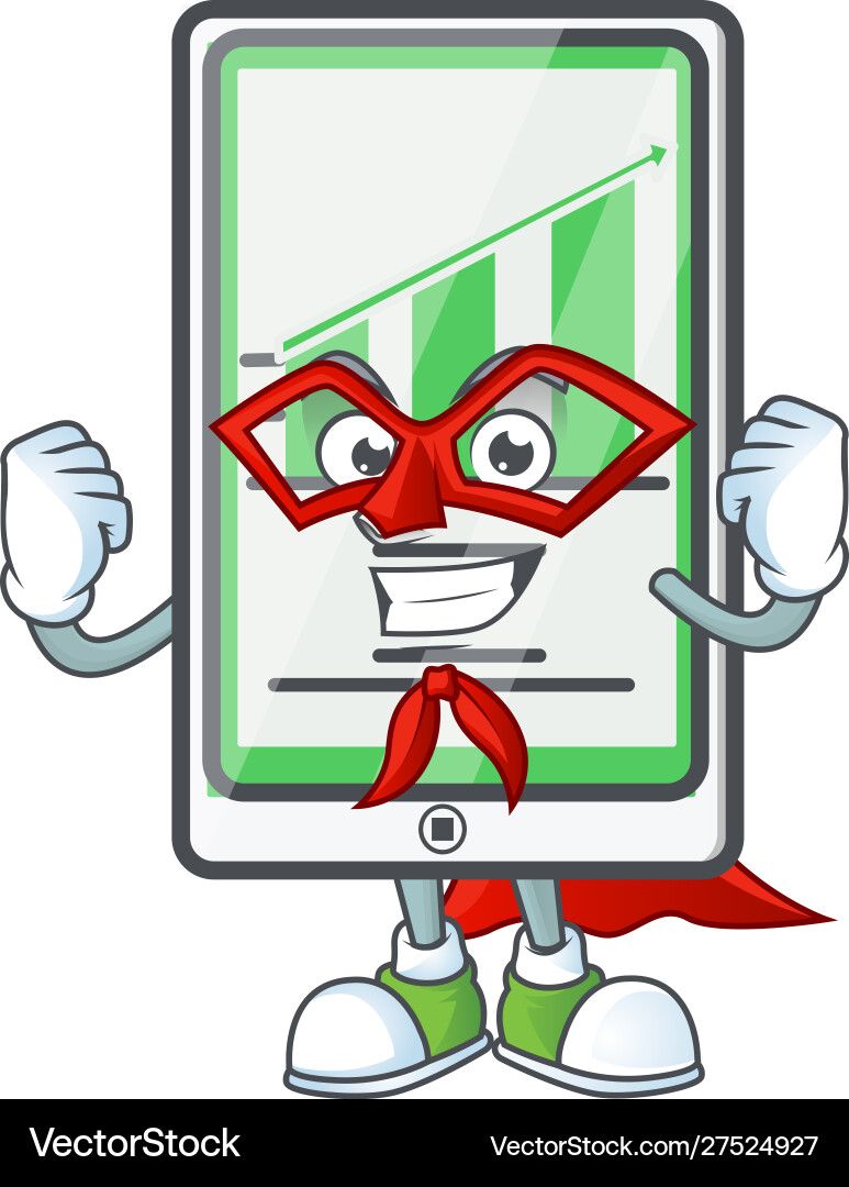 Super hero up chart vertical tablet with character Vector Image