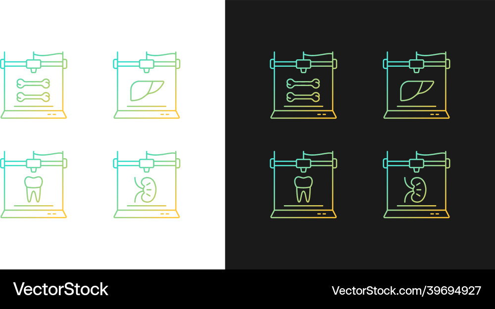 Three dimensional bioprinting gradient icons set Three dimensional bioprinting gradient icons set vector image