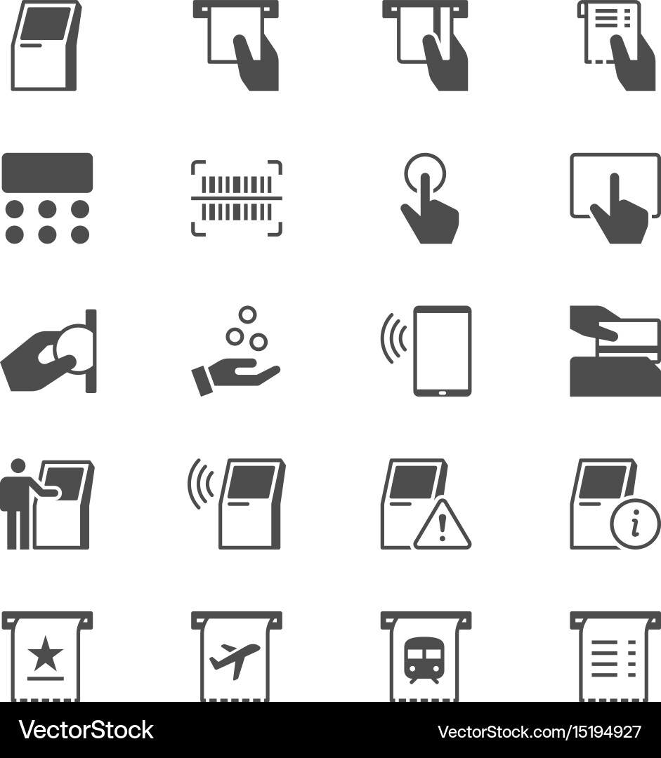 Touchscreen Kiosk Icons vector image