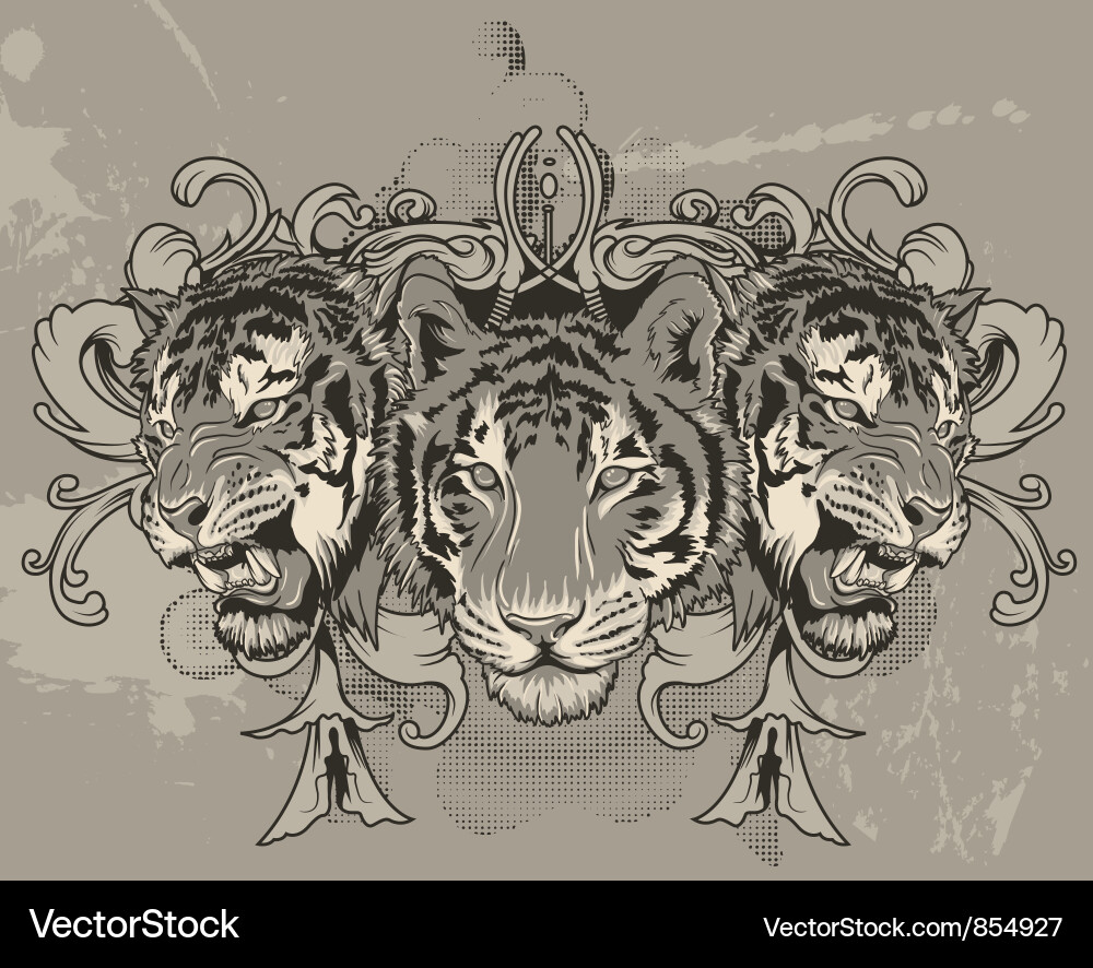 Vintage Tiger Grunge Vector Image