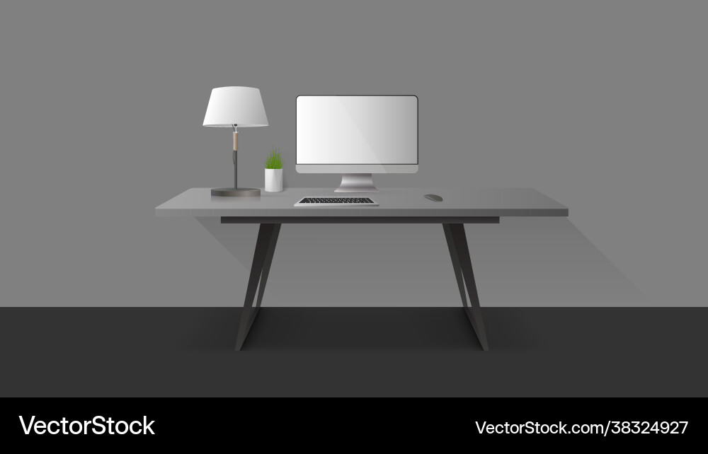 Workplace monitor keyboard computer mouse table Workplace monitor keyboard computer mouse table Vector Image