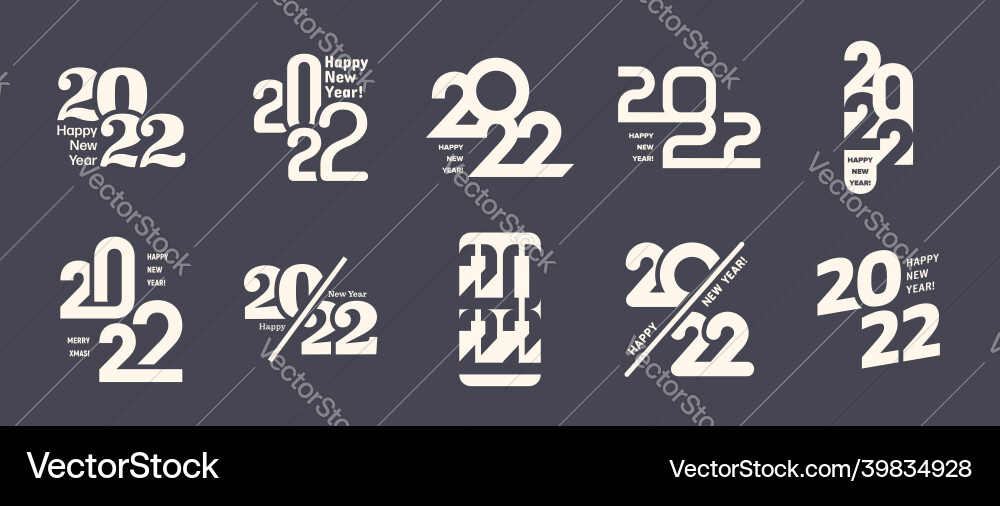 2022 happy new year logo different variations set vector image