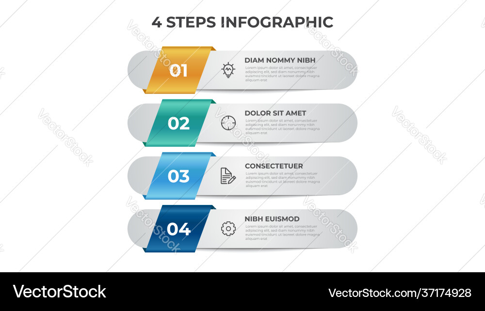 4 points steps diagram vertical list layout 4 points steps diagram vertical list layout vector image