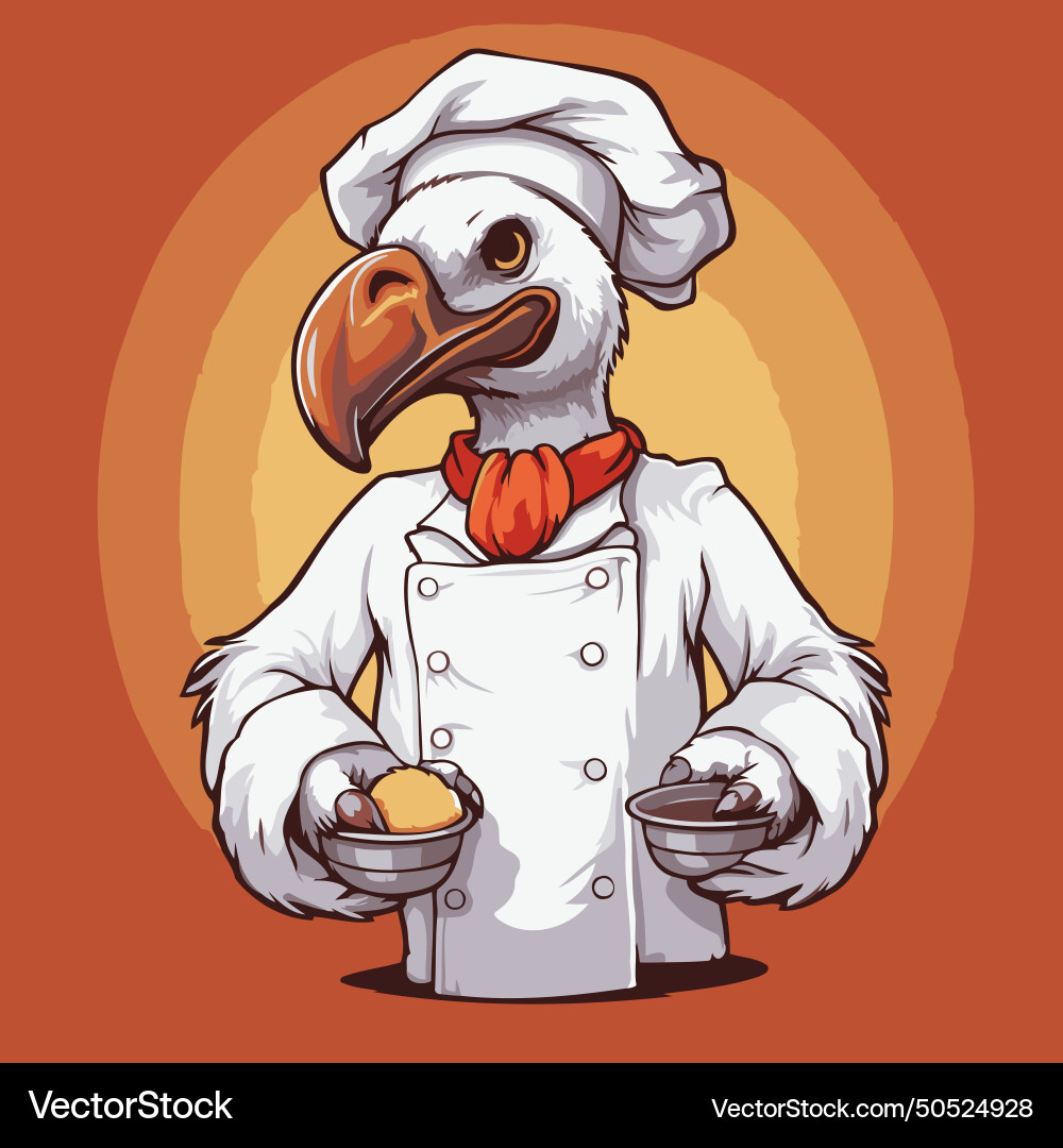 A chef with an egg in his hand on orange Vector Image