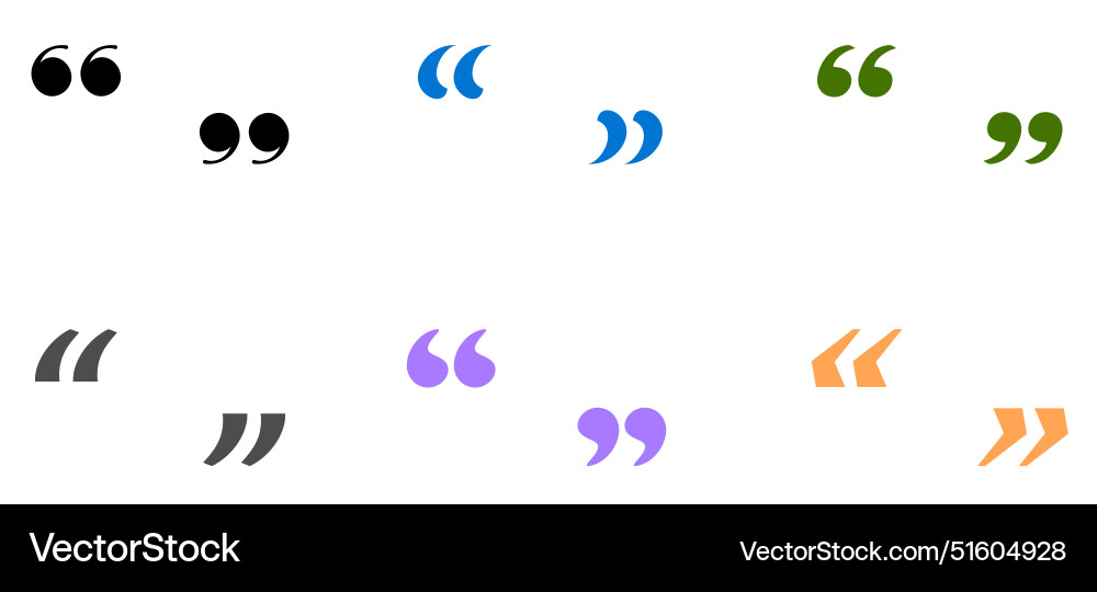 A diverse collection of colorful quotation marks Vector Image