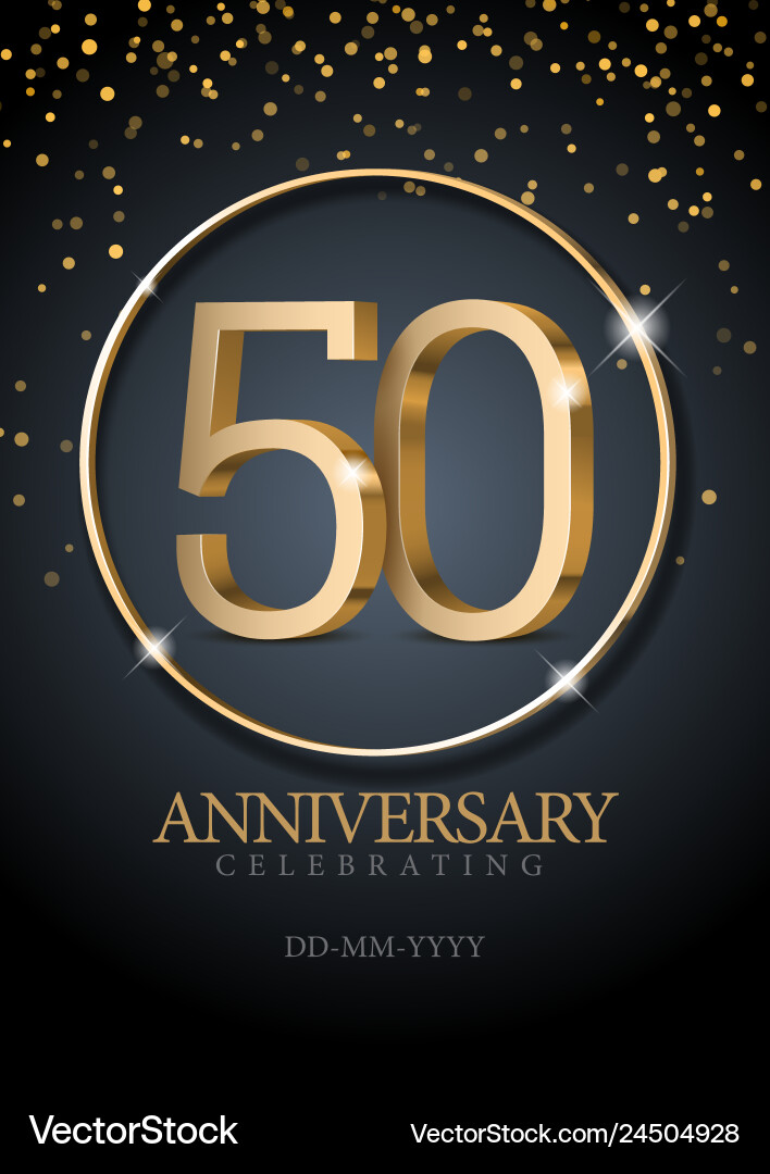 Anniversary 50 gold 3d numbers Anniversary 50 gold 3d numbers vector image