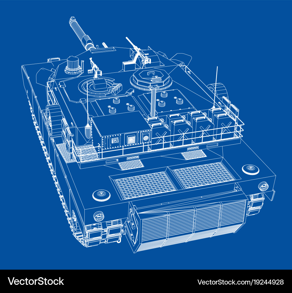 Blueprint of realistic tank Vector Image