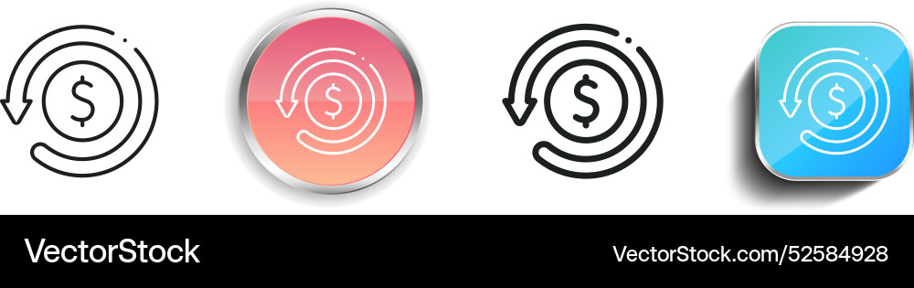Cashback icon thin linear regular and button Cashback icon thin linear regular and button vector image