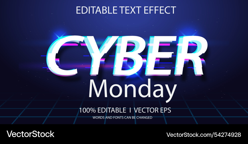 Editable cyber 3d text effect with modern style Editable cyber 3d text effect with modern style vector image
