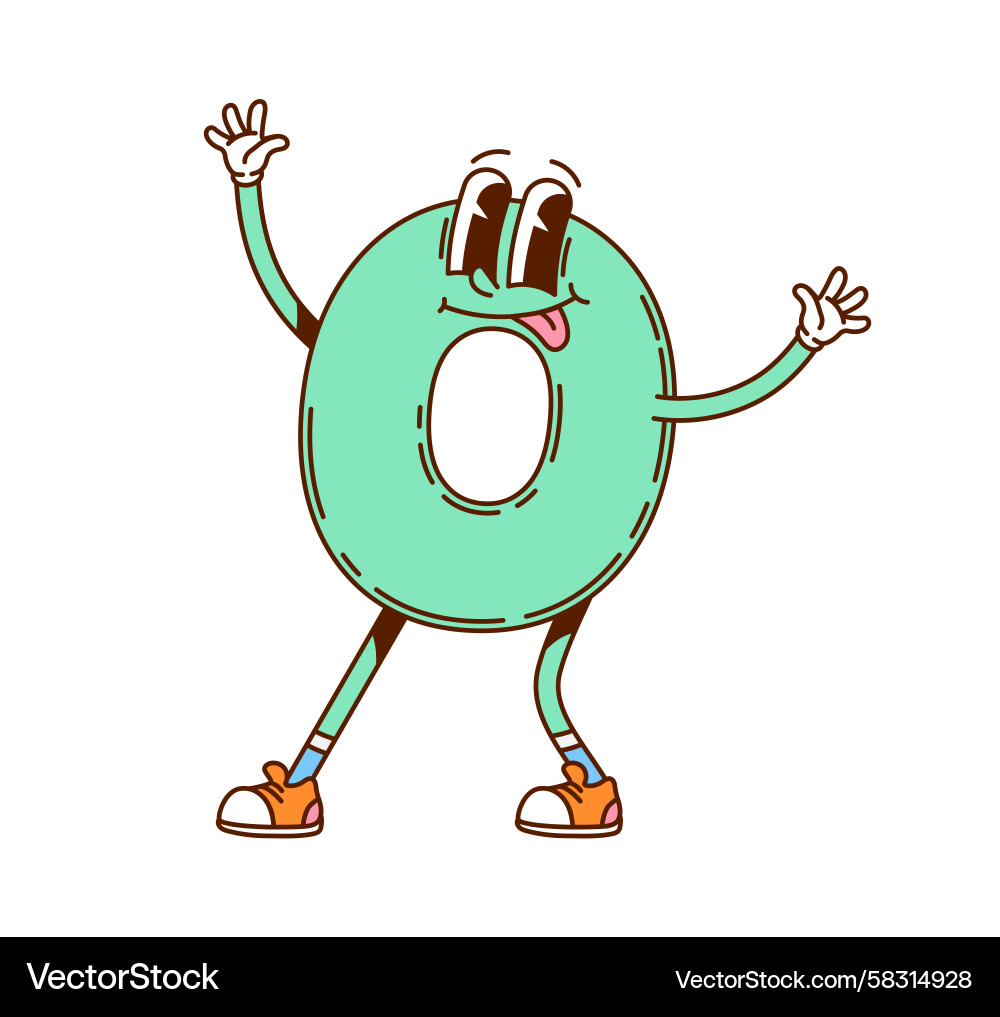 Groovy Zero Number Character Vector Image
