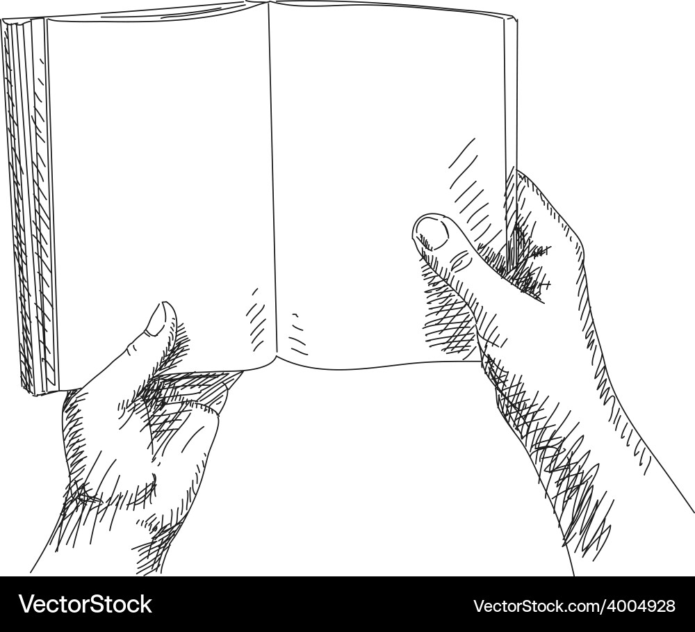 Hand holding book Royalty Free Vector Image - VectorStock