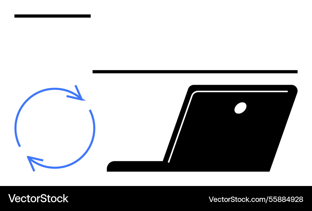 Laptop with refresh cycle and horizontal bars Laptop with refresh cycle and horizontal bars vector image