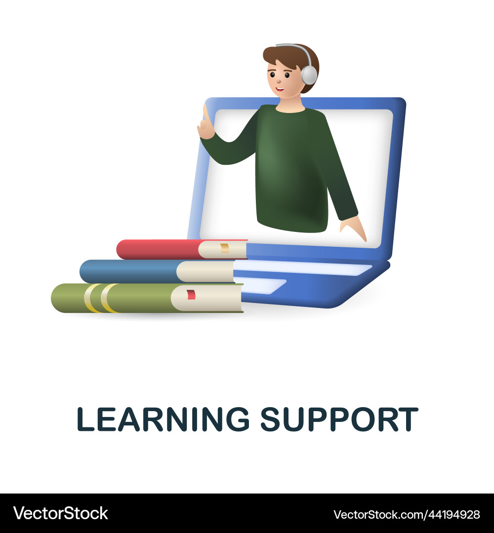 Learning support icon 3d from e-learning Learning support icon 3d from e-learning vector image