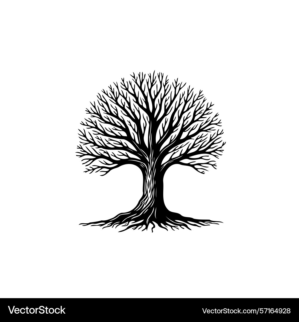 Mystical tree with intricate branch patterns Vector Image