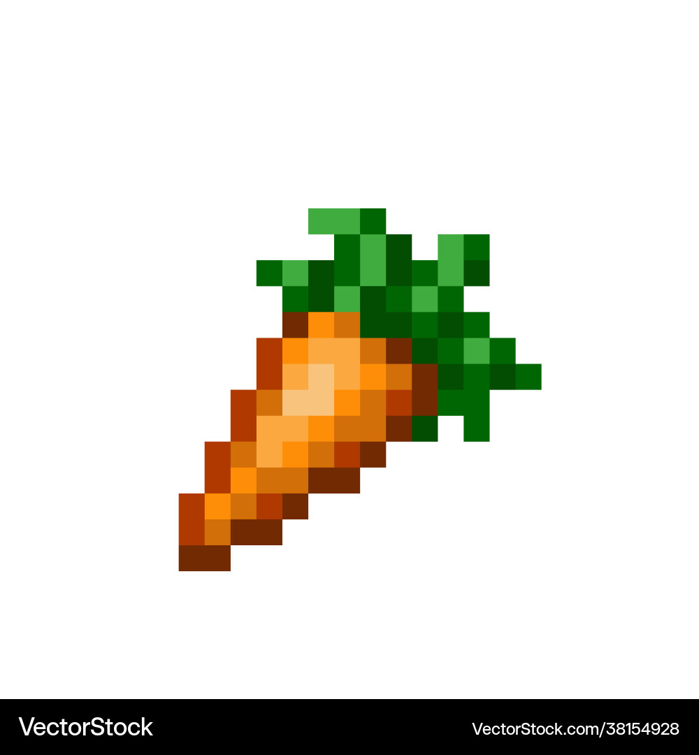 Pixel carrot image for 8 bit game Vector Image