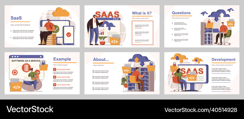 Saas concept for presentation slide template Vector Image