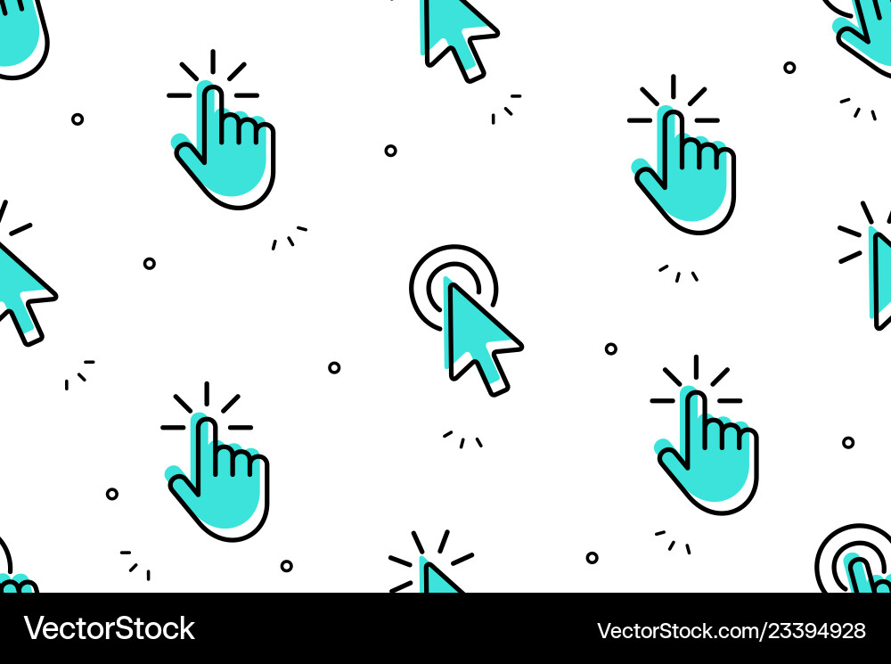Seamless pattern with hand cursor and icons vector image