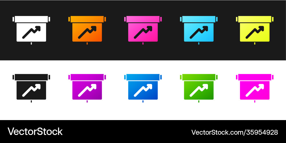 Set board with graph chart icon isolated on black Set board with graph chart icon isolated on black vector image