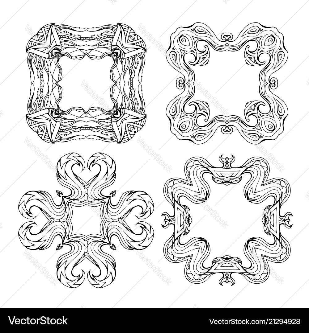 Set boho frames with doodle pattern and place Set boho frames with doodle pattern and place vector image