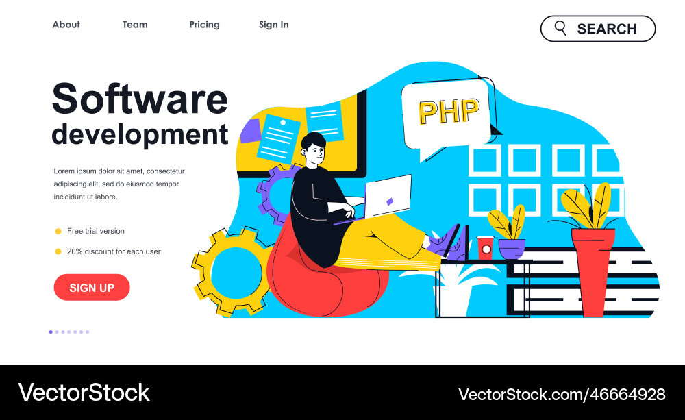 Software Development Landing Page vector image