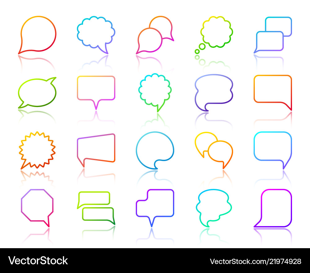 Speech bubble simple color line icons set Speech bubble simple color line icons set vector image