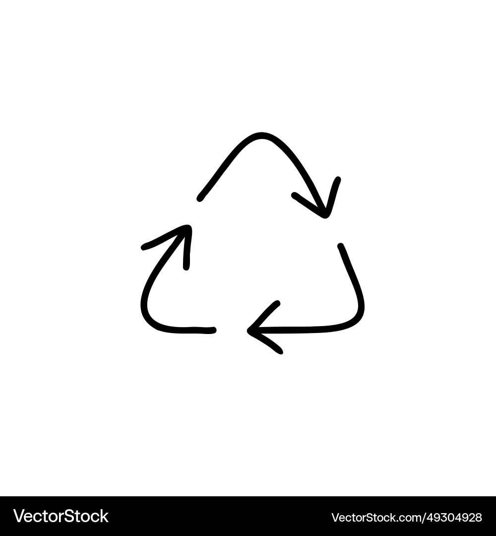 Triangle arrows rotation simple line black hand Vector Image