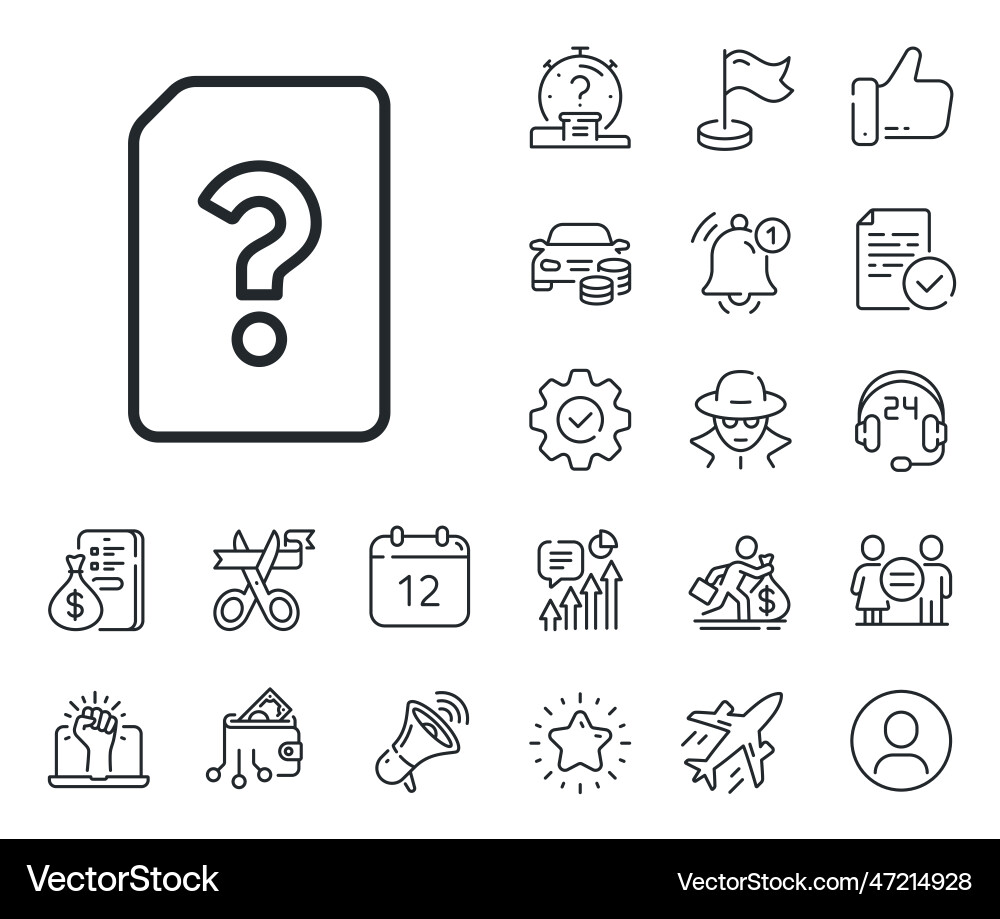 Unknown document line icon file with question Unknown document line icon file with question vector image