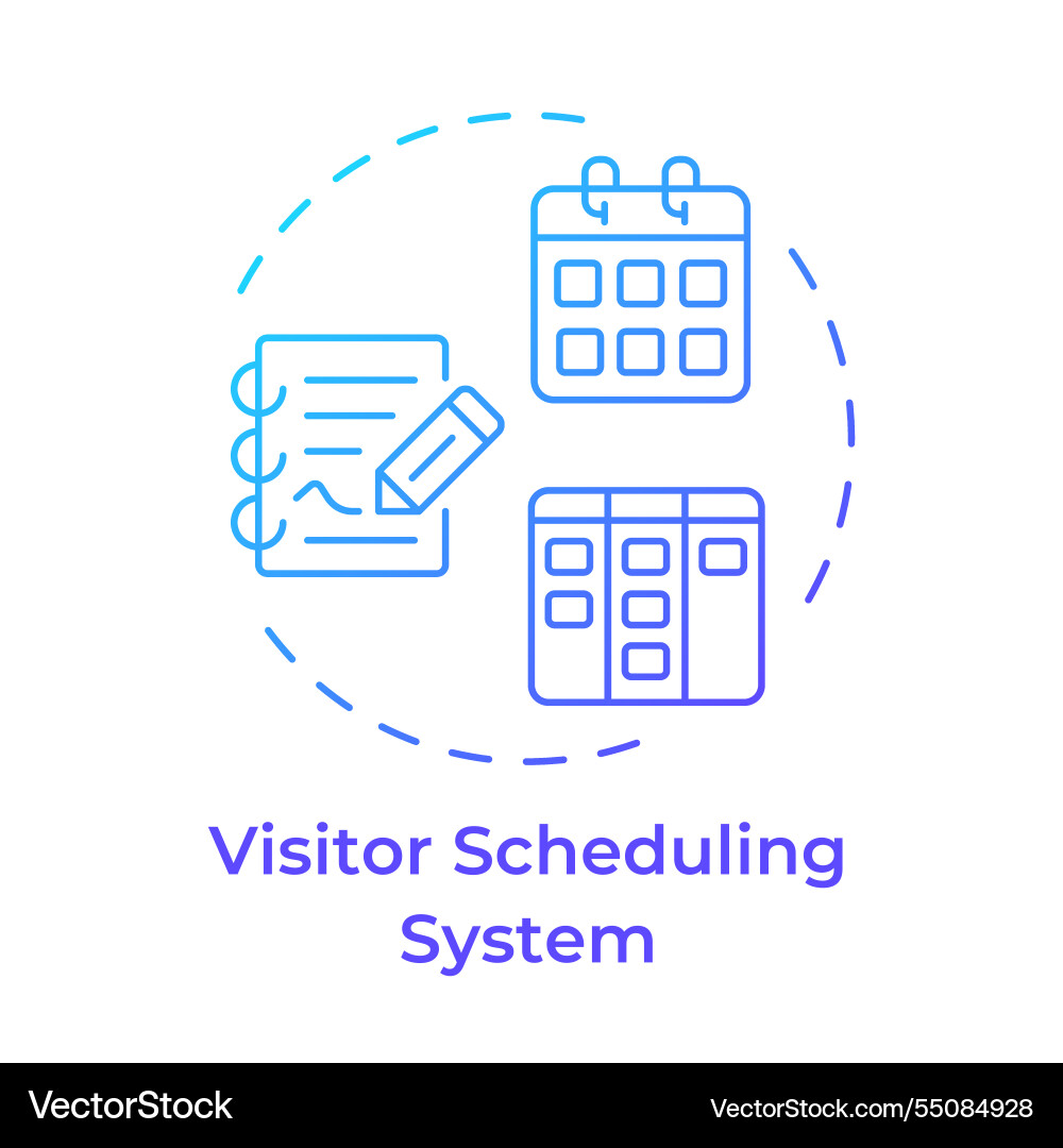 Visitor scheduling system blue gradient concept Visitor scheduling system blue gradient concept vector image