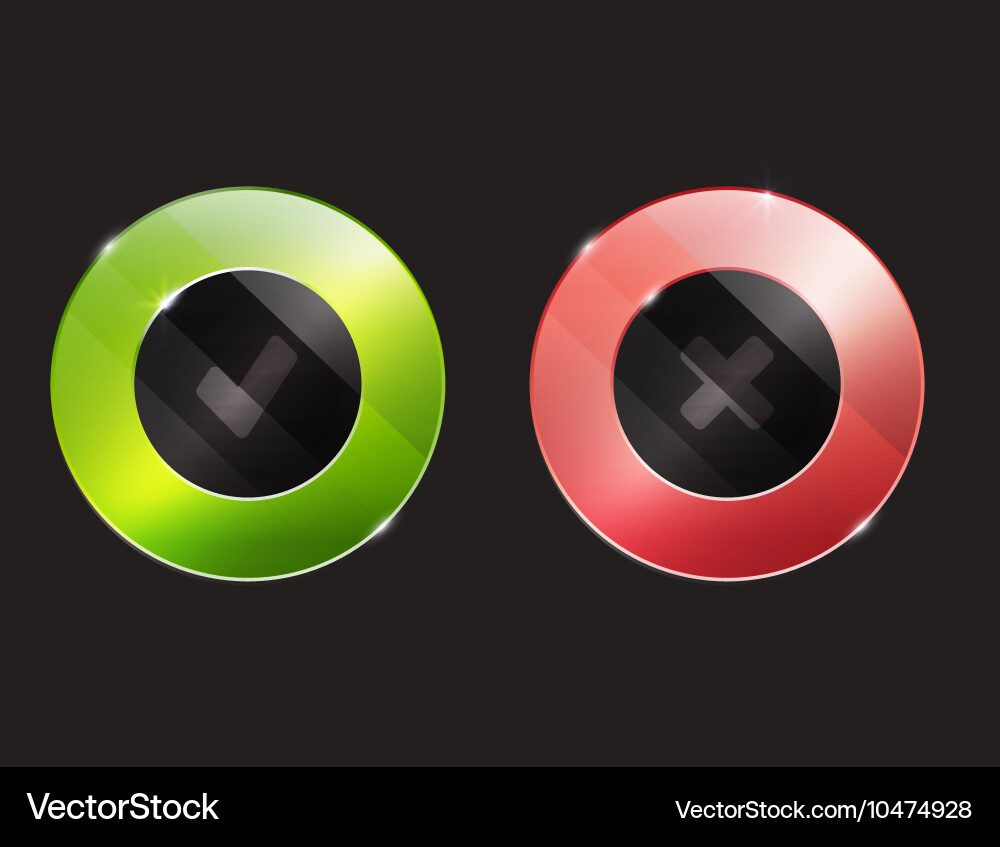 Yes no buttons tick and cross Vector Image