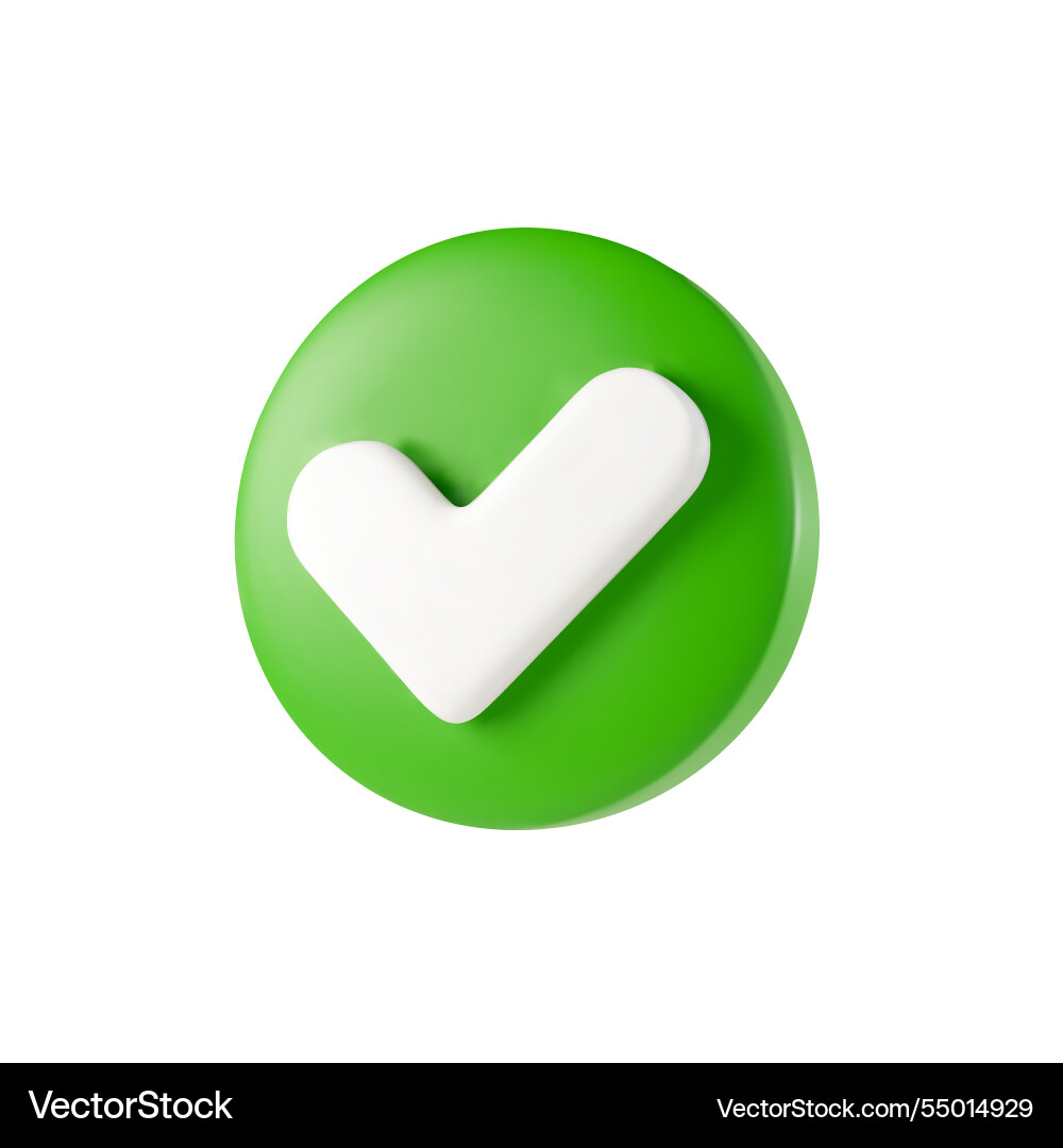 3D Checkmark Icon - Green Royalty Free Vector Image