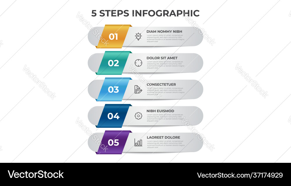 5 points steps diagram vertical list layout 5 points steps diagram vertical list layout vector image
