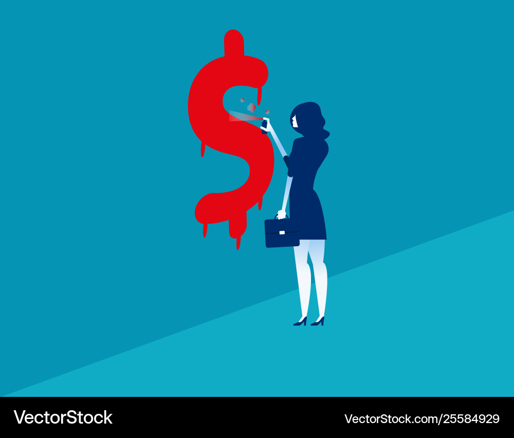 Businesswoman spraying dollar sign woman vector image