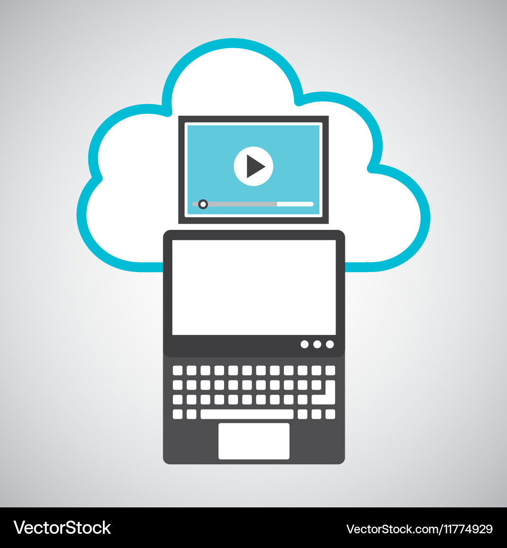 Cloud computing video player vector image