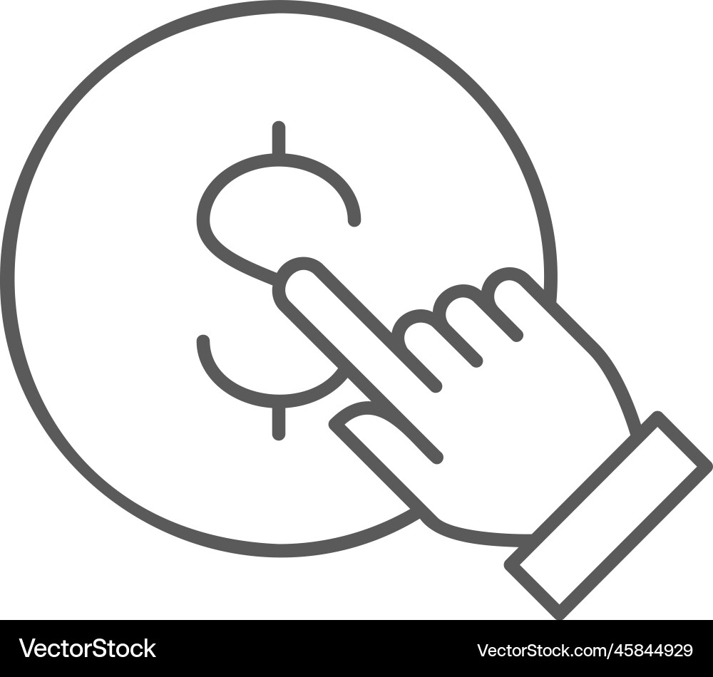 Finger click the coin button press touch Finger click the coin button press touch Vector Image
