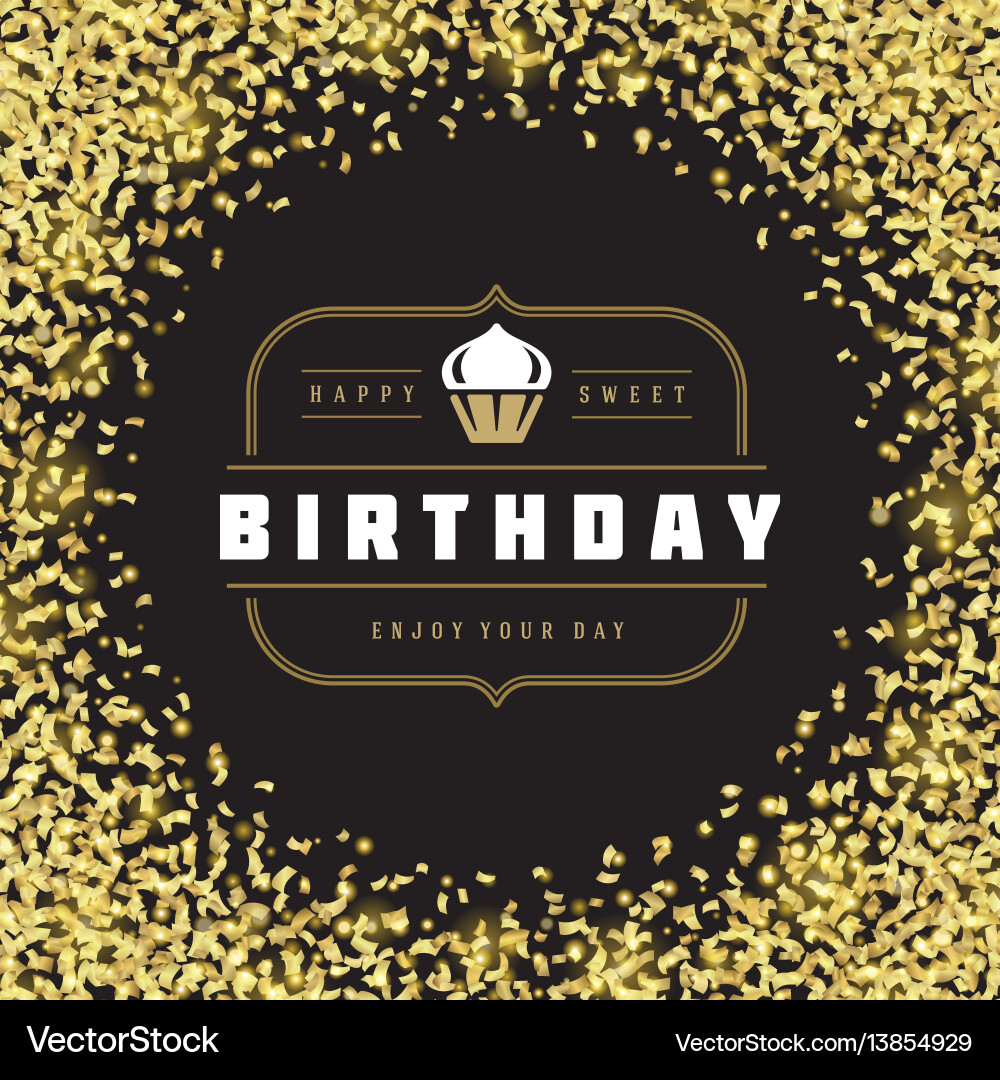 Golden Confetti Birthday Badge Vector Image