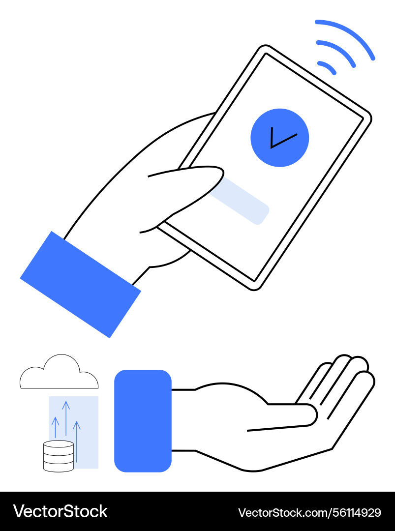 Hand holding smartphone with verification mark Vector Image