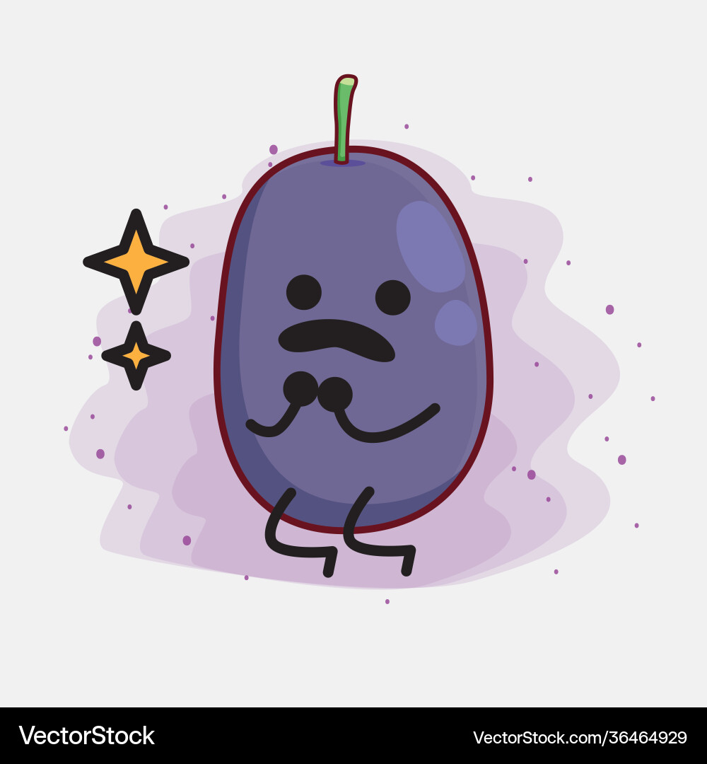 Java plum fruit cute character with simple face vector image